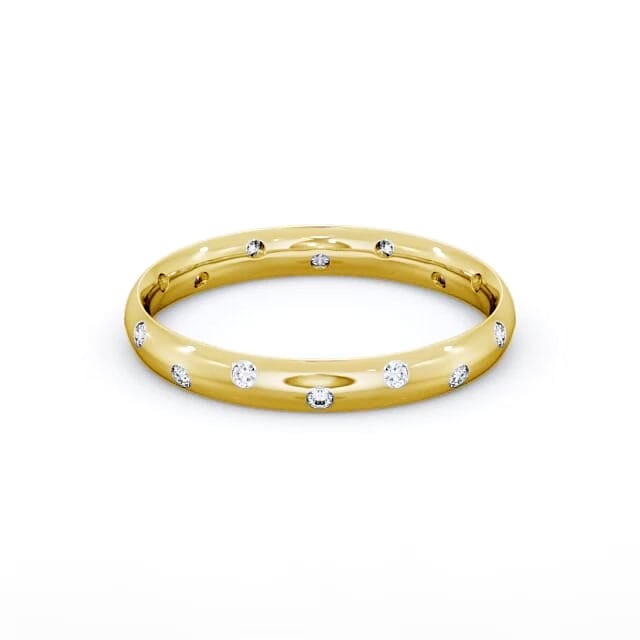 Aria Round Moissanite Offset Flush Setting Wedding Ring